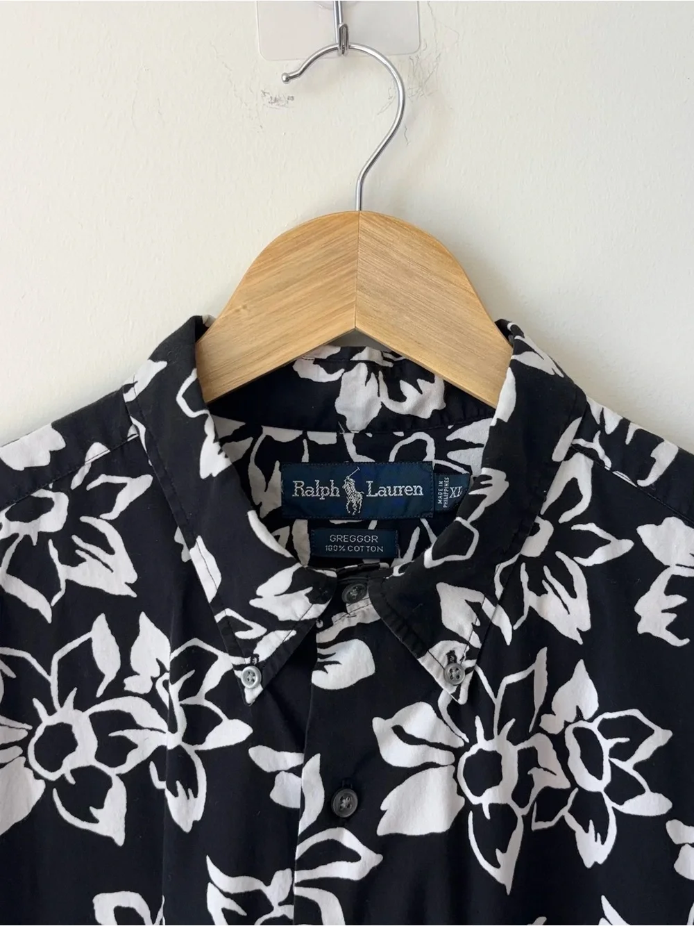 Vintage Polo Ralph Lauren Greggor Hawaiian Shirt Men’s XL Aloha Floral Black